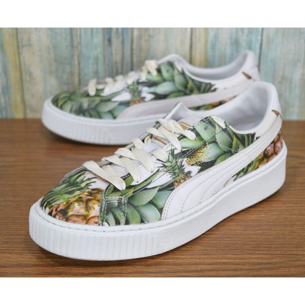 Puma Basket Platform Pineapple Sneaker Kids 6.5C (Fits Womens 8) Shoe 364730